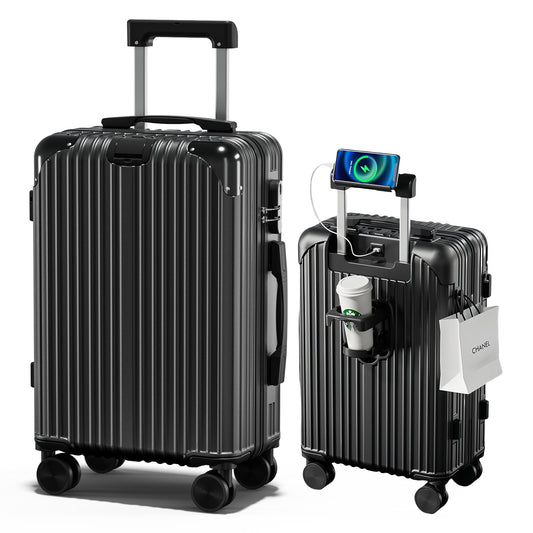 スーツケース 機内持ち込み キャリーケース USBポート付き キャリーバッグ カップホルダー付き 隠しフック機能 多機能 大型 超軽量 静音 ダブルキャスター 耐衝撃 360度回転 軽量 ビジネス 修学 泊まる 旅行 出張 /(機内持込/Sサイズ(1-3泊)Mサイズ (4~6泊))14