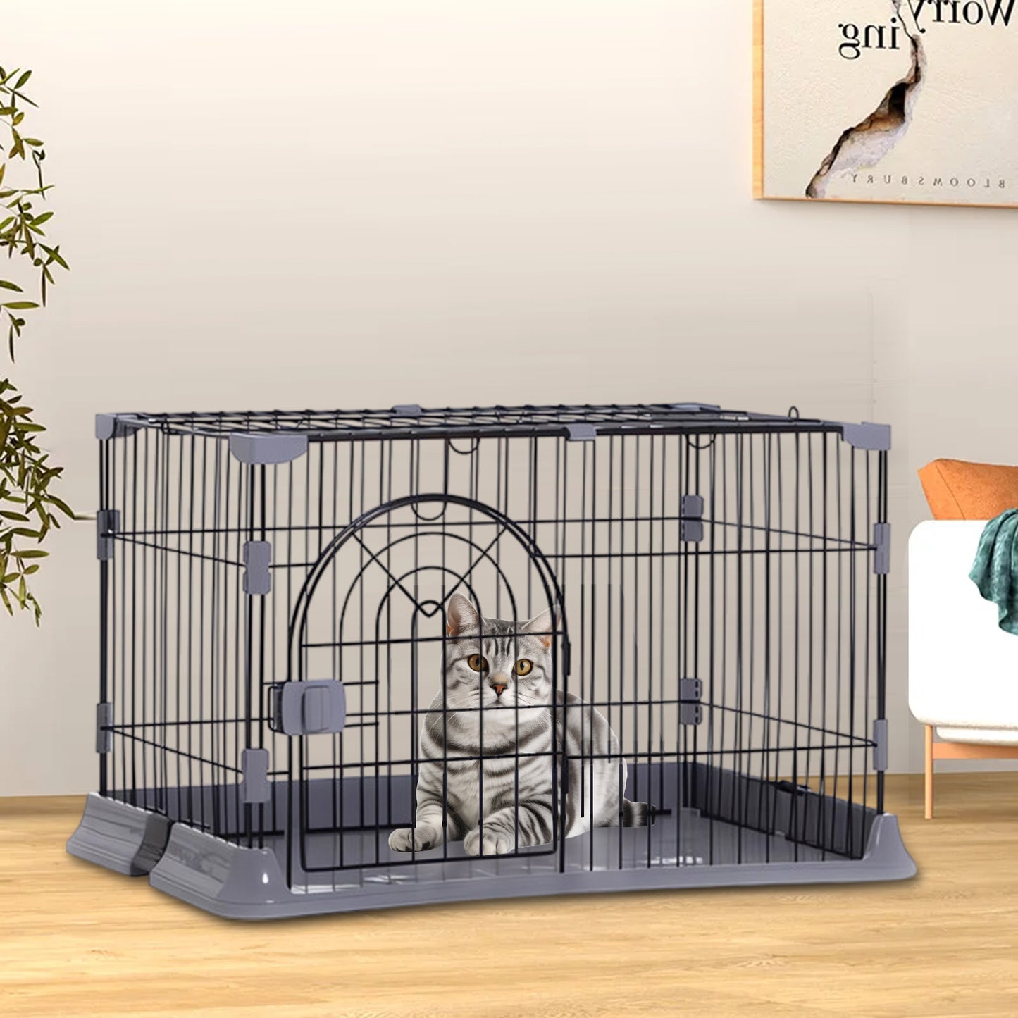 JPJieAnXin 猫ケージ キャットケージ 2段 スリム 大型猫用 幅76*奥行50.5*高さ89cm ペットケージ 組み立て簡単 梯子 ワイド扉付き コンパクト おしゃれ 日本語説明書 頑丈 耐荷重10kg