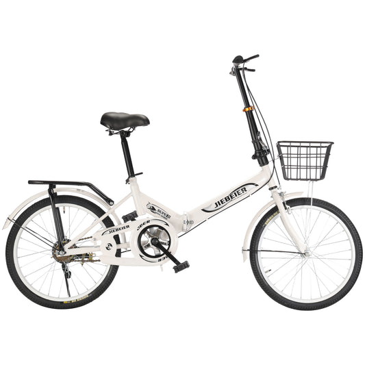JIEBEIER 自転車 折りたたみ自転車 20インチ 軽量 小径車 防滑タイヤ 高炭素鋼フレーム リアキャリア付き キャリパーブレーキ 男性 女性 初心者 通勤 通学 街乗り JZXC-01