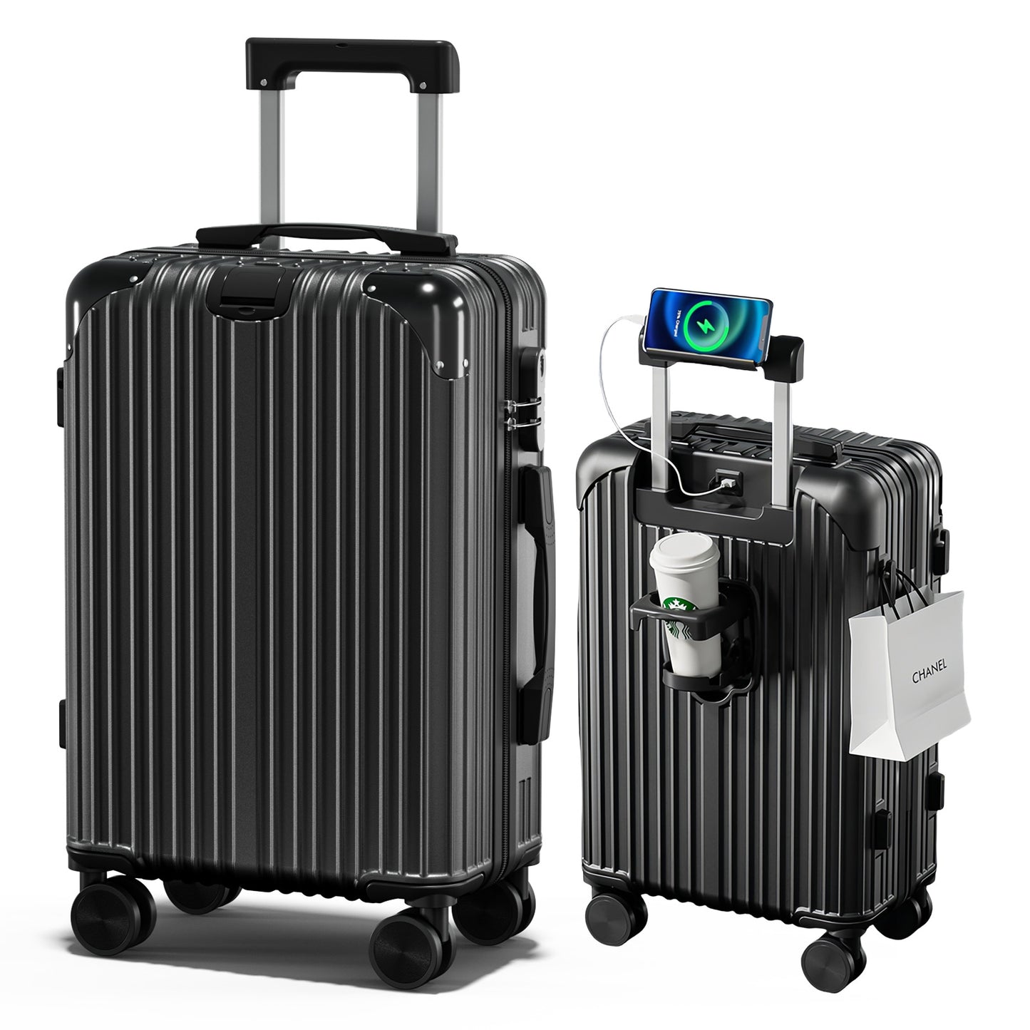 スーツケース 機内持ち込み キャリーケース USBポート付き キャリーバッグ カップホルダー付き 隠しフック機能 多機能 大型 超軽量 静音 ダブルキャスター 耐衝撃 360度回転 軽量 ビジネス 修学 泊まる 旅行 出張 /(機内持込/Sサイズ（1-3泊）Mサイズ (4～6泊))14