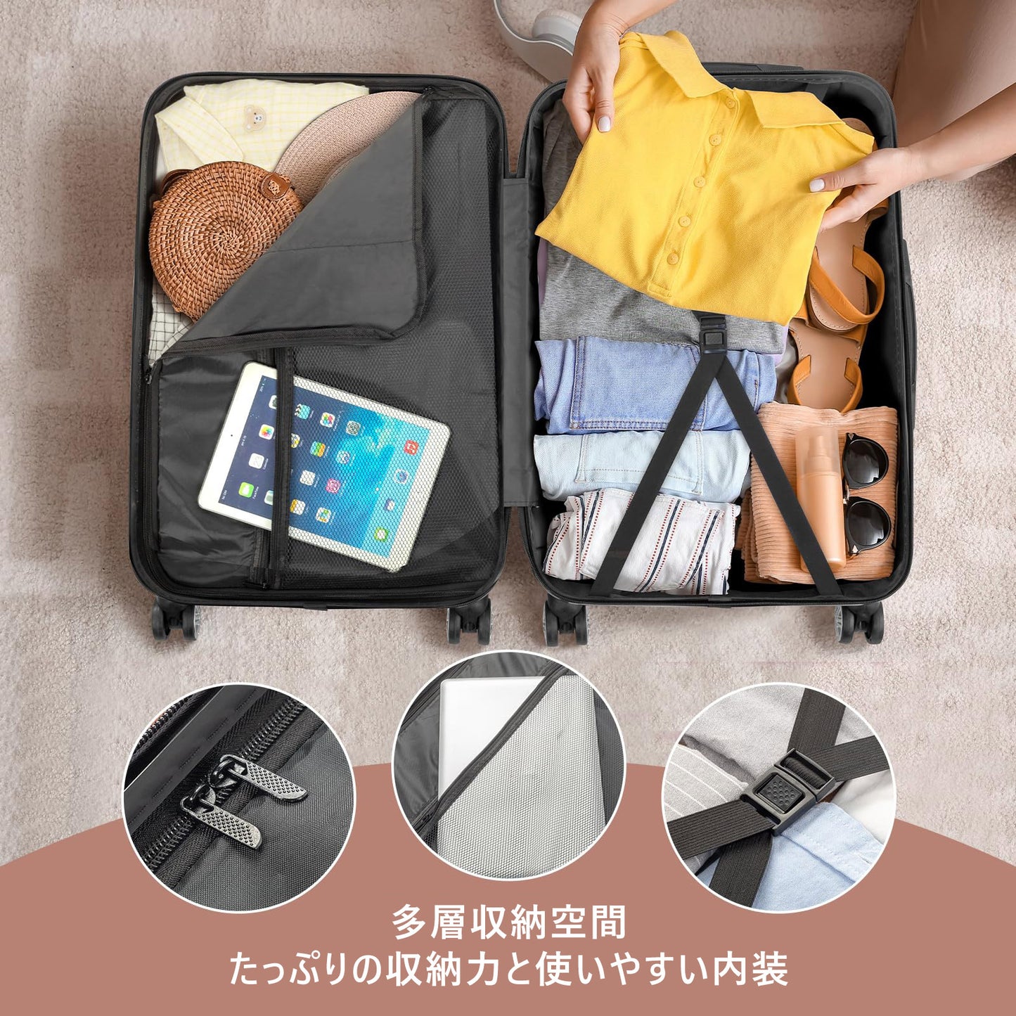スーツケース 機内持ち込み 超軽量 キャリーケース 大型 超軽量 キャリーバッグ 大容量 静音 ダブルキャスター 耐衝撃 360度回転 旅行 出張 修学 泊まる (ピンク, Sサイズ/機内持込（1-3泊）)13