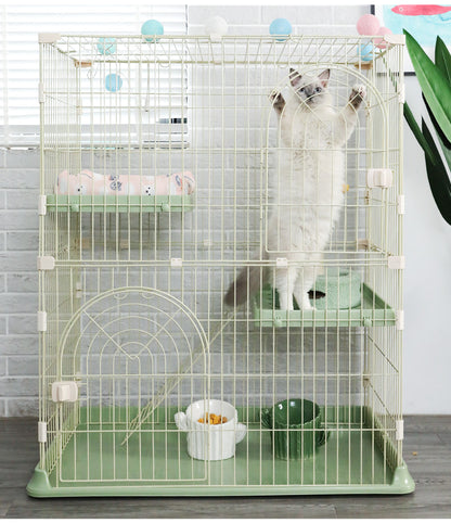 JPJieAnXin 猫ケージ キャットケージ 2段 スリム 大型猫用 幅76*奥行50.5*高さ89cm ペットケージ 組み立て簡単 梯子 ワイド扉付き コンパクト おしゃれ 日本語説明書 頑丈 耐荷重10kg