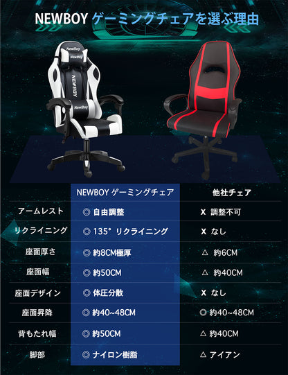 NewBoy ゲーミングチェア gaming chair オフィスチェア オットマン オフィス ゲーム用 リクライニング デスク/パソコンチェア 疲れない 椅子 テレワーク 06