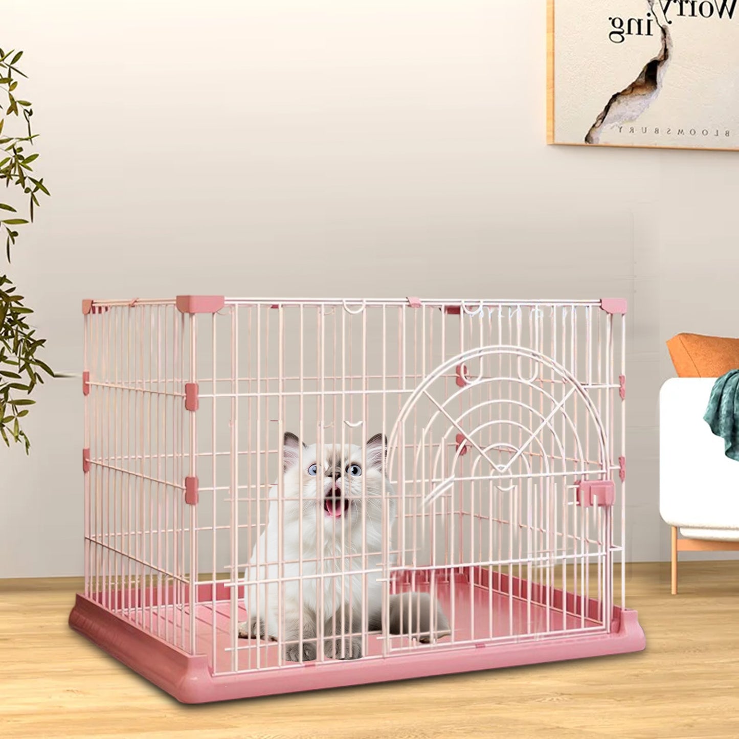 JPJieAnXin 猫ケージ キャットケージ 2段 スリム 大型猫用 幅76*奥行50.5*高さ89cm ペットケージ 組み立て簡単 梯子 ワイド扉付き コンパクト おしゃれ 日本語説明書 頑丈 耐荷重10kg