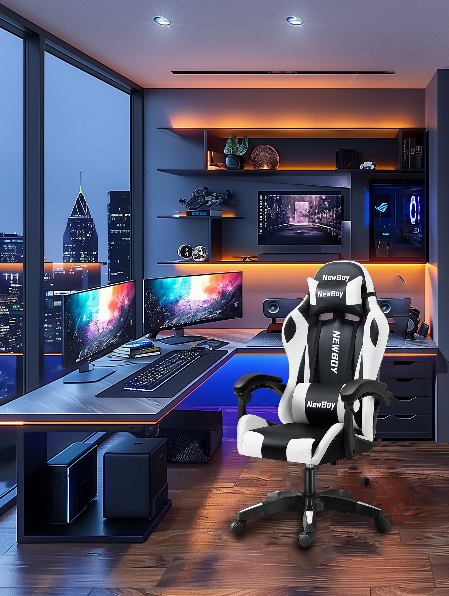 NewBoy ゲーミングチェア gaming chair オフィスチェア オットマン オフィス ゲーム用 リクライニング デスク/パソコンチェア 疲れない 椅子 テレワーク 06
